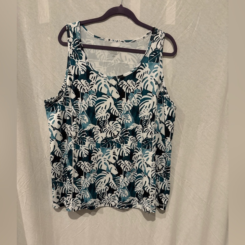 J Jill Active Leaf Print Sleeveless Tank Top 2X